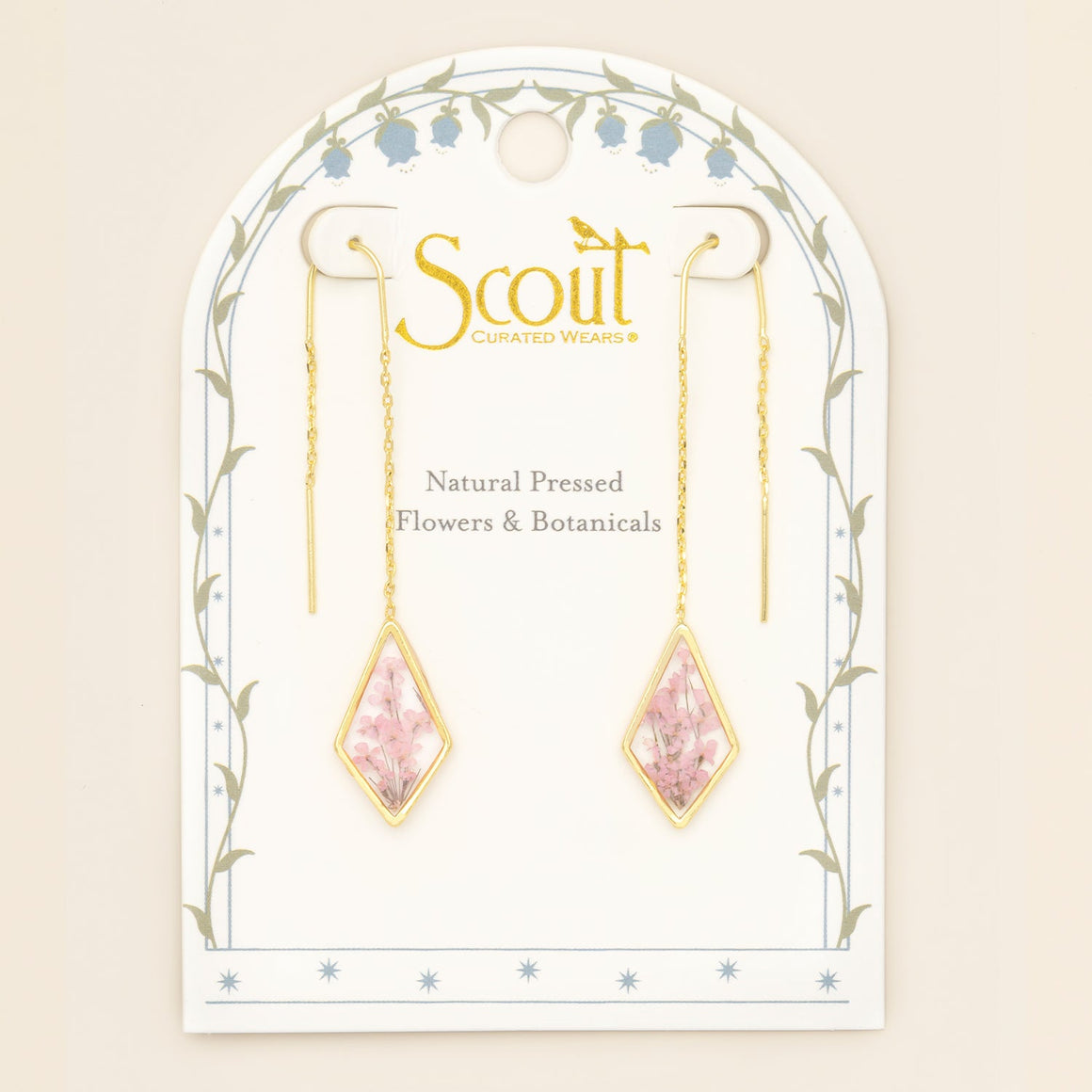 Pressed Flower Threader Earring