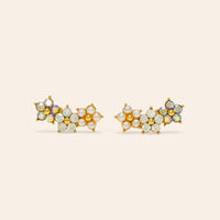 Floral Climber Earrings - White