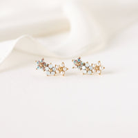 Floral Climber Earrings - White