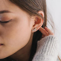 Floral Climber Earrings - White