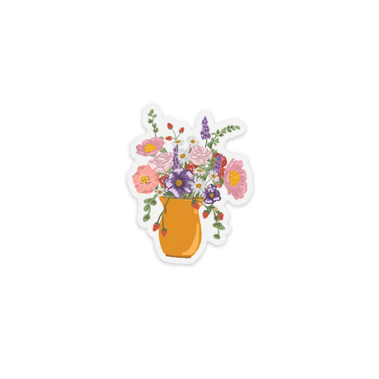 Floral Vase Clear Matte Vinyl Sticker