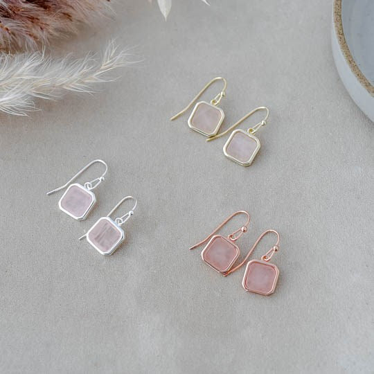 Florence Earrings - Rose Quartz