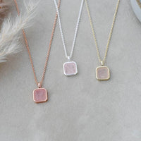 Florence Square Necklace - Rose Quartz