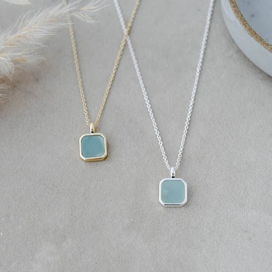 Florence Square Necklace - Amazonite