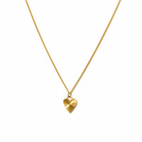 Fluted Heart Necklace - Gold