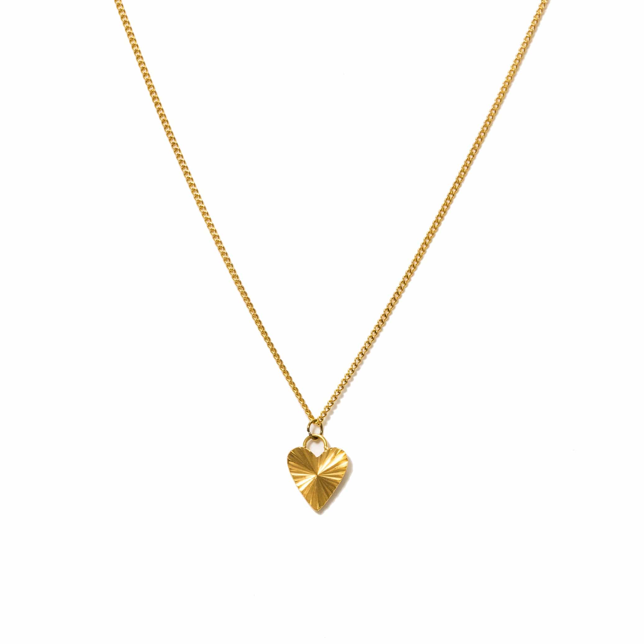 Fluted Heart Necklace - Gold
