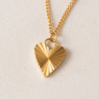Fluted Heart Necklace - Gold