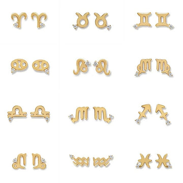 Zodiac Sign Studs - Gold