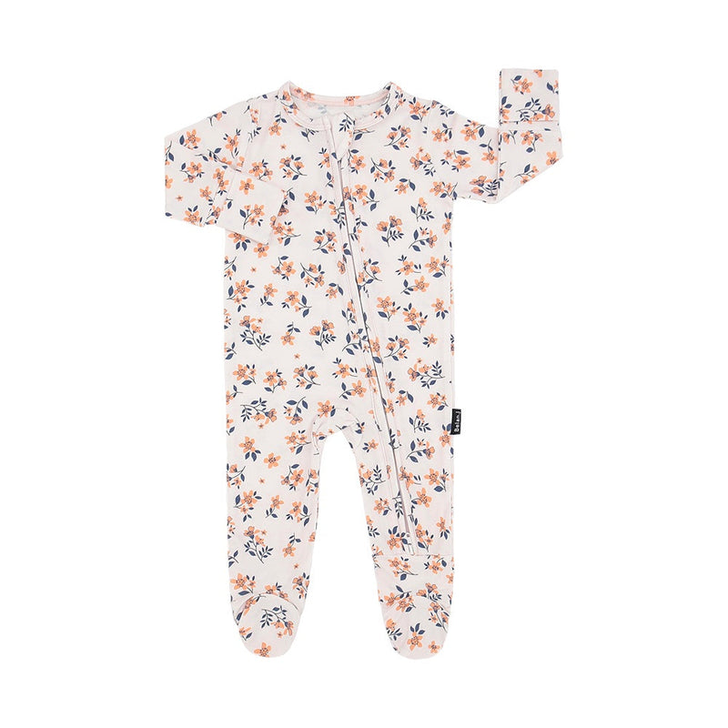Footed Zipper Sleeper - Peachy Blossom