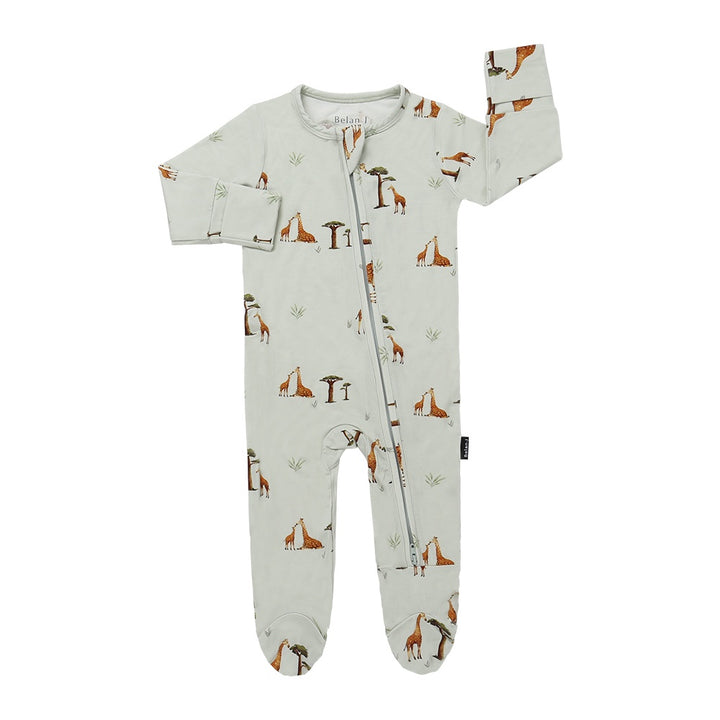 Footed Zipper Sleeper - Giraffes