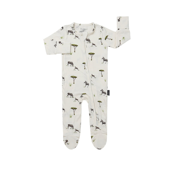 Footed Zipper Sleeper - Zebras