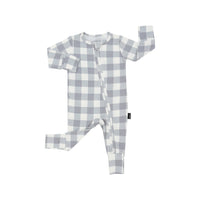 Footless Sleeper w/ Fold-over Cuffs - Denim Plaid