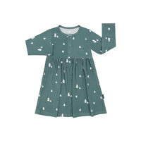 L/S Peplum Dress - Tiny Trees