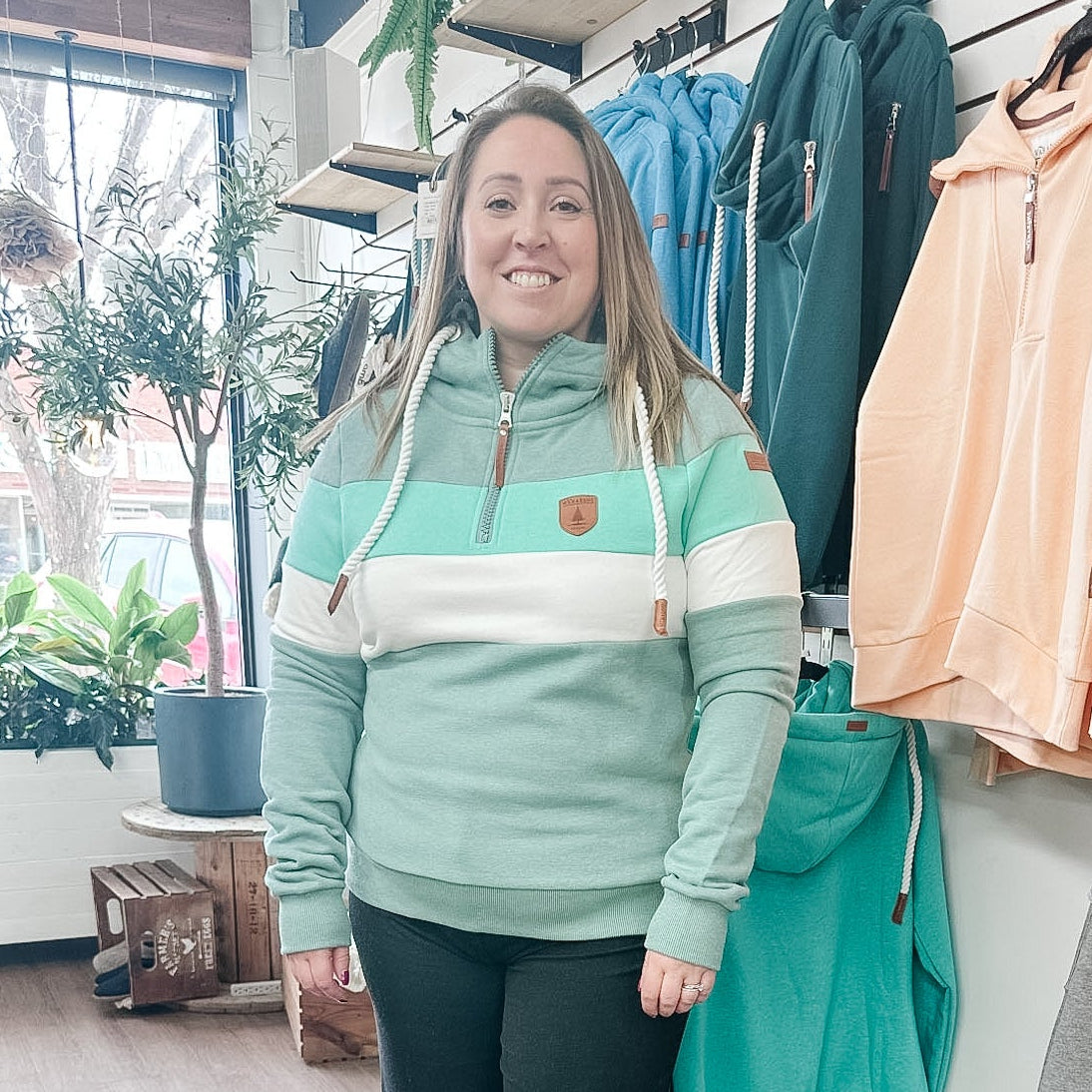 Further Shores - Zip Neck Hoodie - Cabin Green Mix