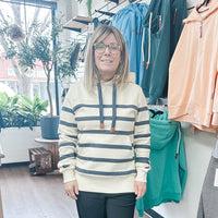 Marini - Stripe Hoodie - Navy Bar