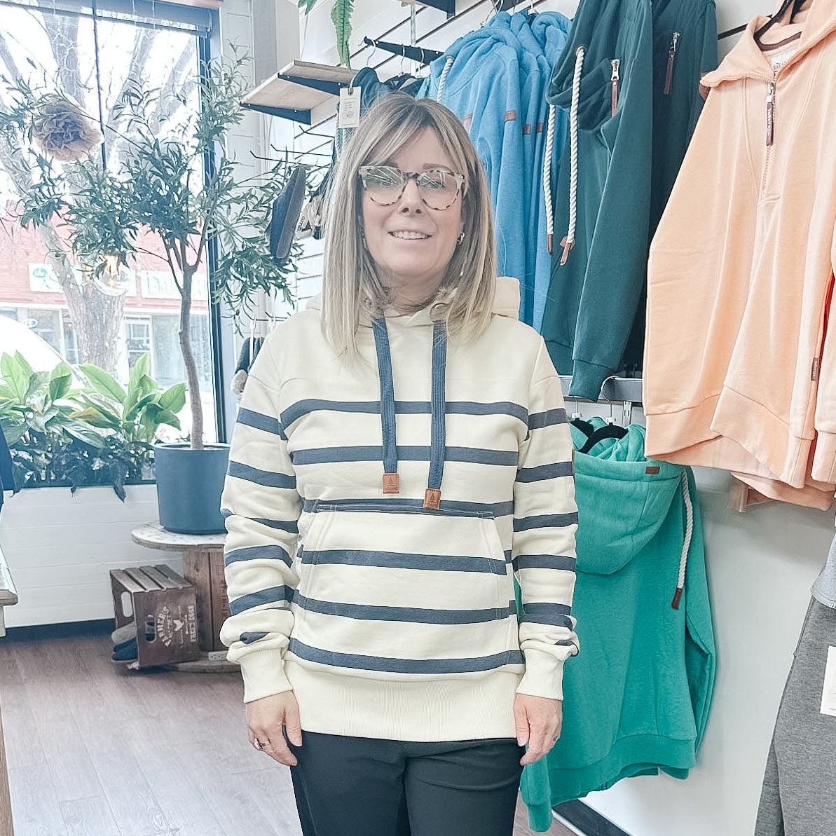 Marini - Stripe Hoodie - Navy Bar
