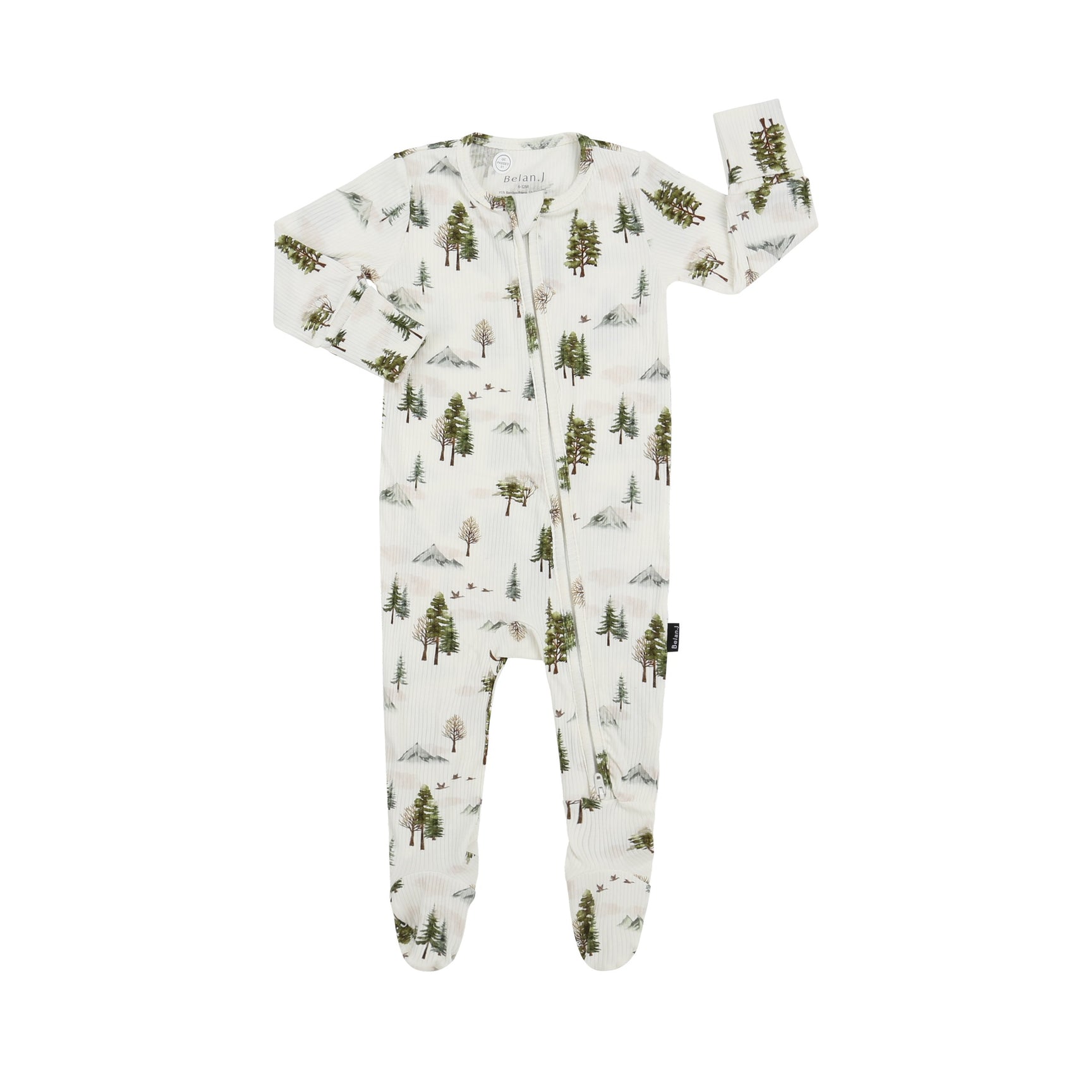 Ribbed Bamboo Footed Zipper Sleeper - Misty Forest