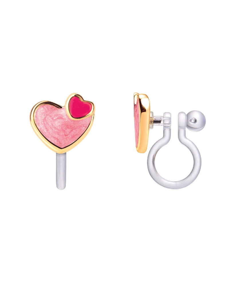 Enamel Clip On Earrings - Heart of My Heart