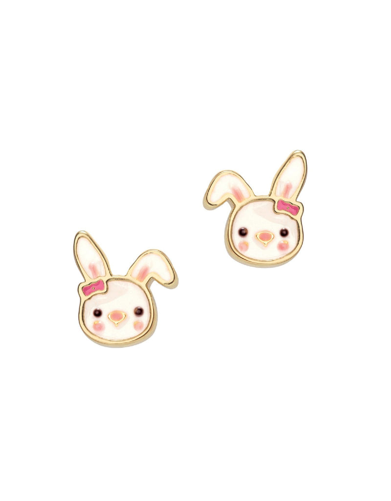 Enamel Stud Earrings - Bunny