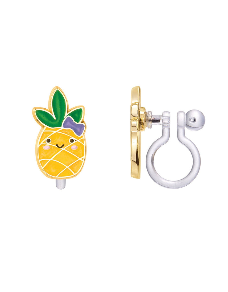 Enamel Clip On Earrings - Pineapple