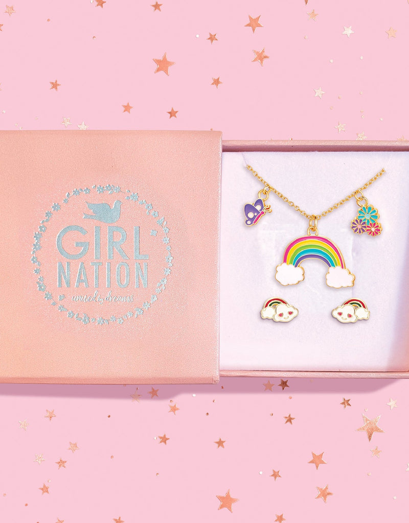 Fantasy Necklace & Earrings Gift Set - Rainbow & Cloud