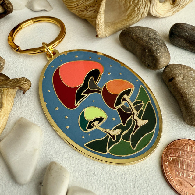 Cubensis Mushroom Enamel Keychain