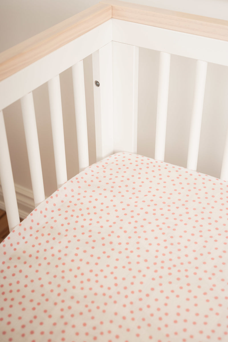 Muslin Crib Sheet - Blush Dots