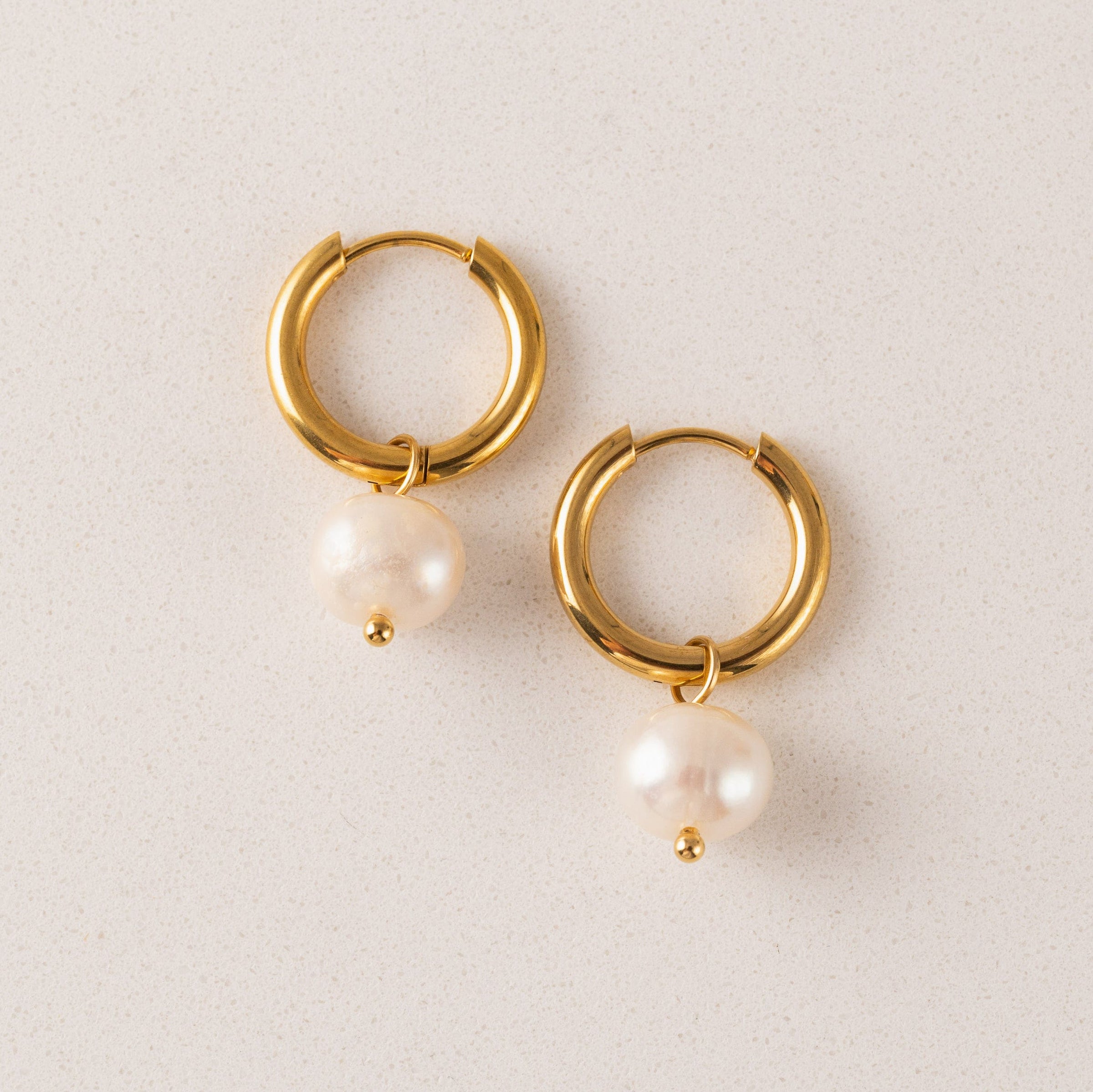 Oceane Pearl Hoops - Gold