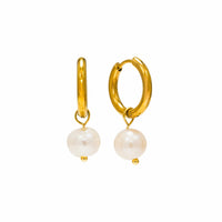 Oceane Pearl Hoops - Gold