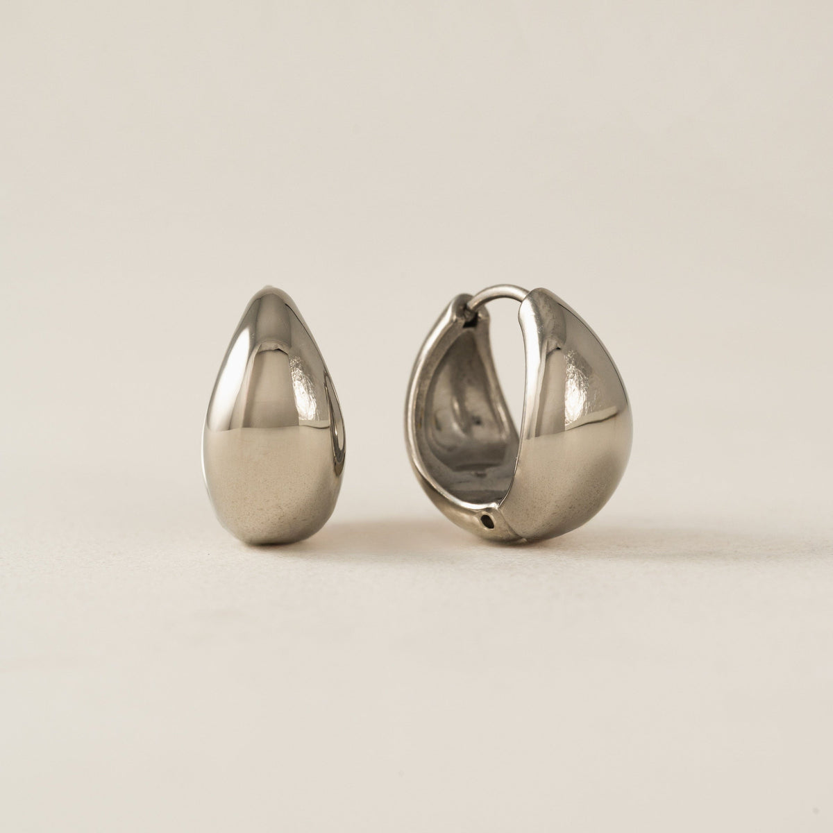 Oval Puff Hoop Earrings