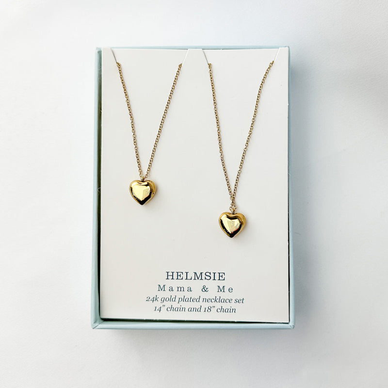 Mama & Me Puff Heart - Necklace Set