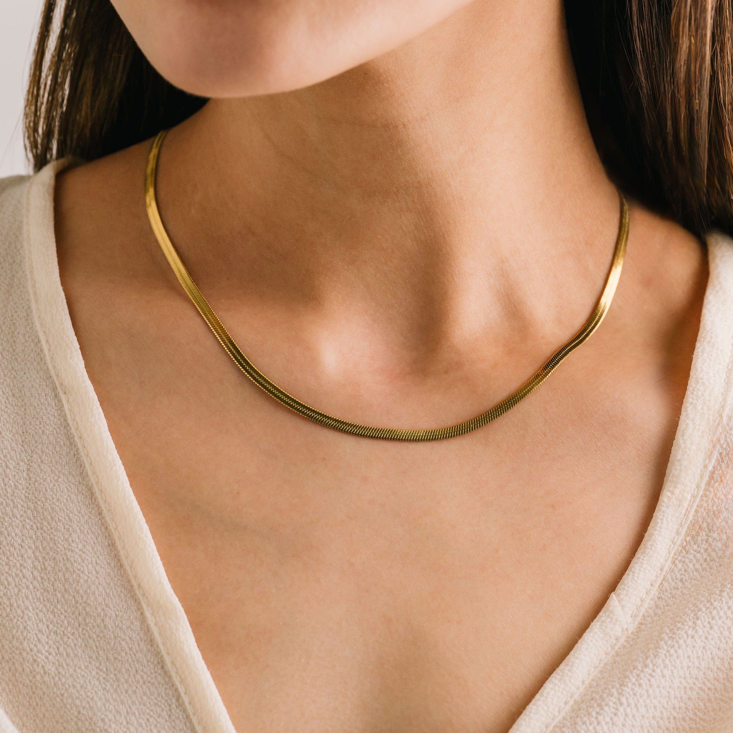 Sasha Herringbone Necklace - Gold