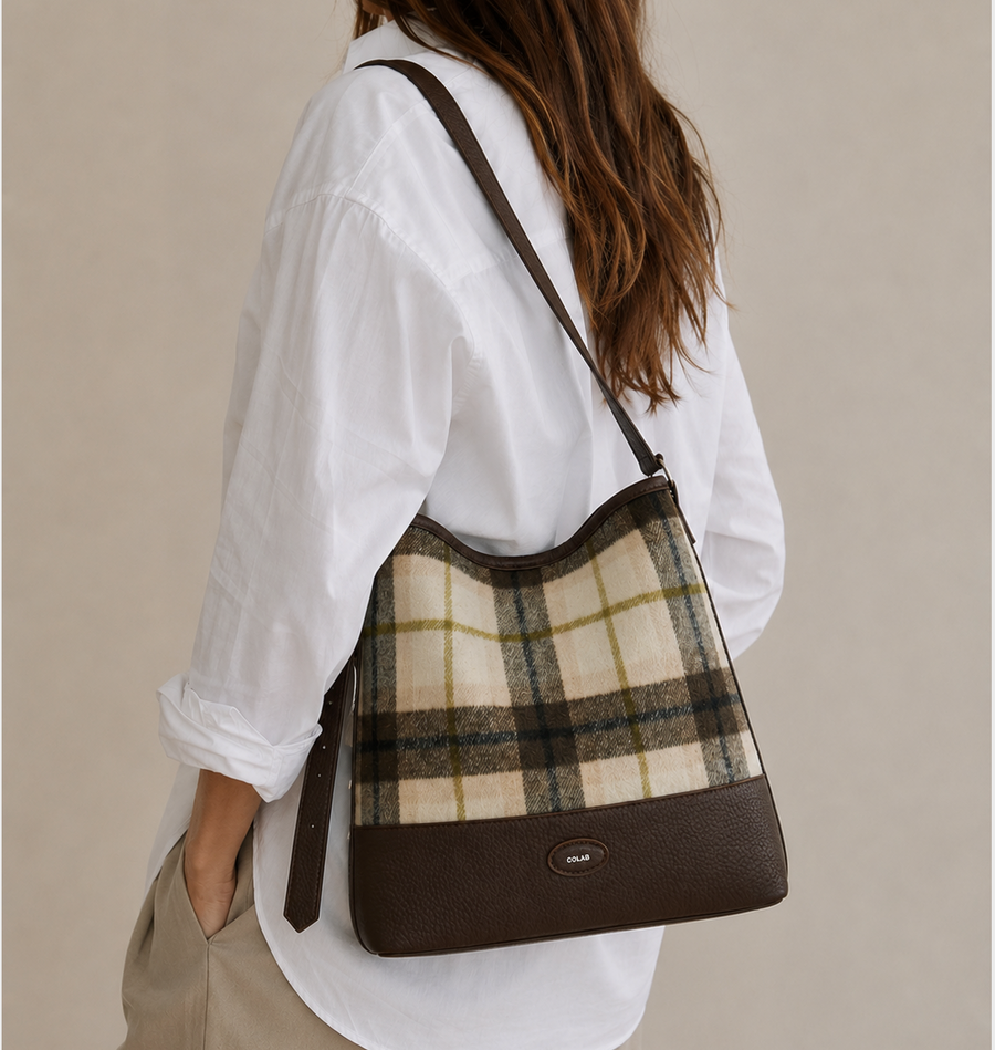 The 'Tea' Bucket Crossbody - Plaid
