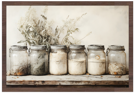 12x18" Mason Jar Kitchen (UV Printed/Walnut Framed)