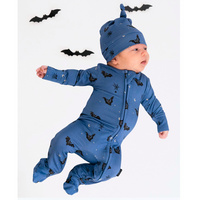 Footed Zipper Sleeper - Bats - Blue