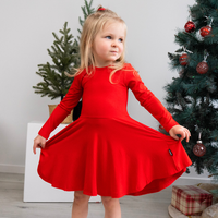 L/S Twirl Dress - Santa Red
