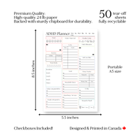 ADHD Daily Productivity Planner: 50 Page Tear-Off Notepad