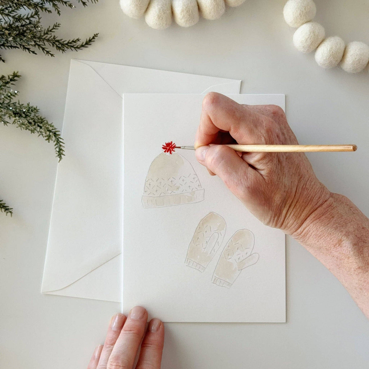 Warm + cozy paintable notecard