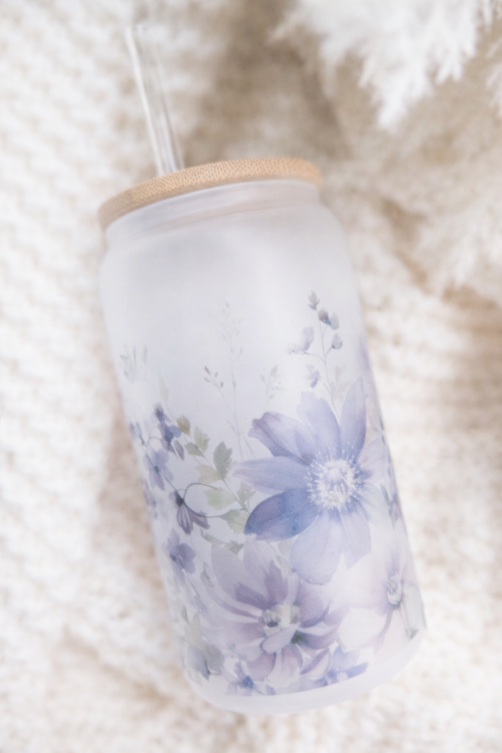 Lavender Floral Glassware | 16oz Glass