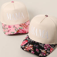 MAMA Letter Embroidery Floral Two-Tone Trucker Hat