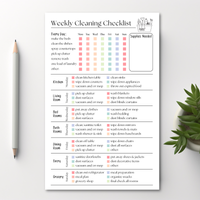 Weekly Cleaning Checklist: 50-Page Notepad