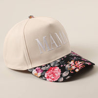 MAMA Letter Embroidery Floral Two-Tone Trucker Hat