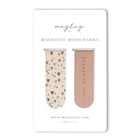 Little Hearts "I Am Grateful" Magnetic Gold Foil Bookmarks (Set of 2)