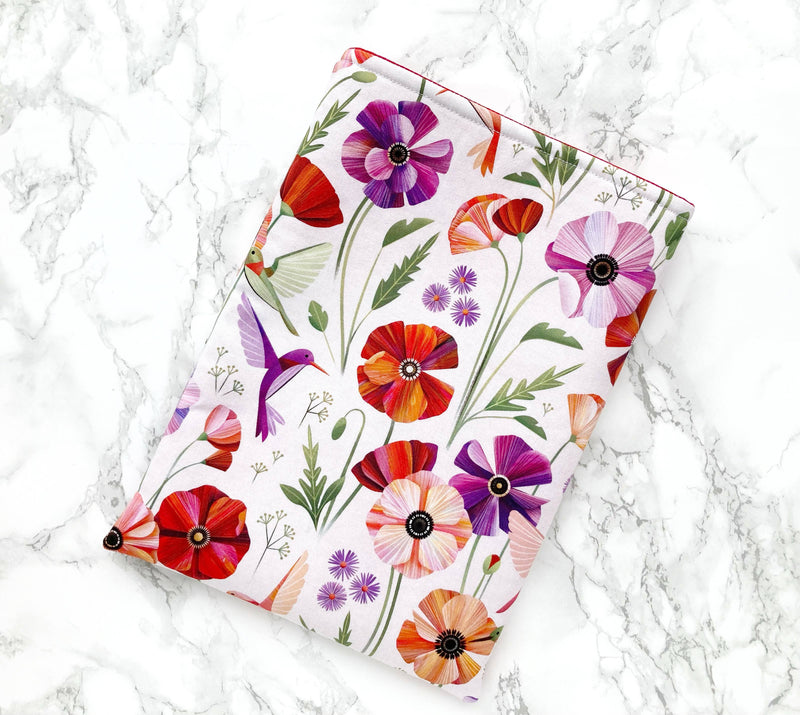 Poppies - padded book sleeve, book pouch