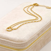 Gold Mixed Chain Circle Link Necklace - Stainless Steel