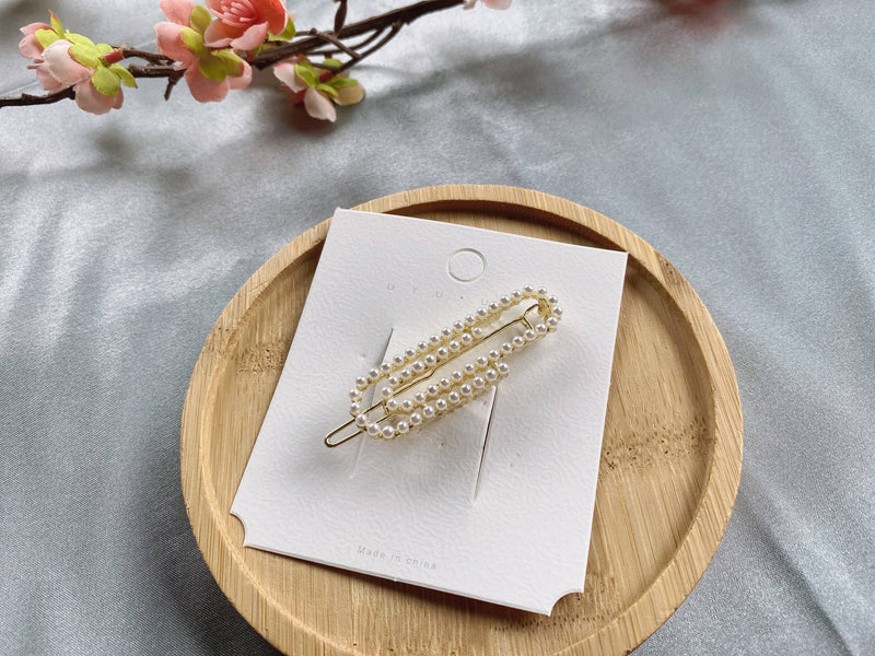 Pearl Hair Barrette | Minimalist Gold Hair Clip | Hair Pin