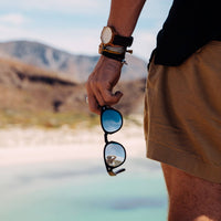 Round Walnut Wood Sunglasses With Silver Mirrored Lenses