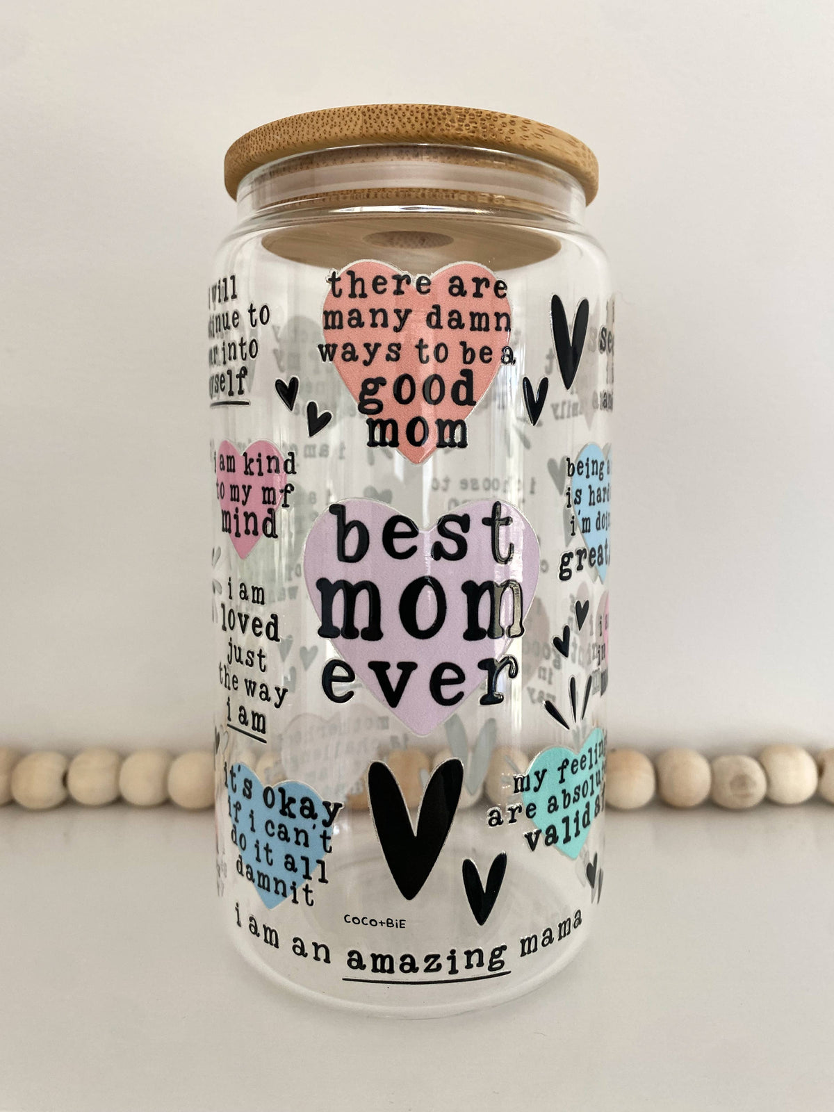 Best Mom Ever 16oz Glass Cup - Affirmations, Mother's Day