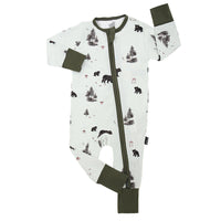 Footless Sleeper w/ Fold-over Cuffs - Black Bears