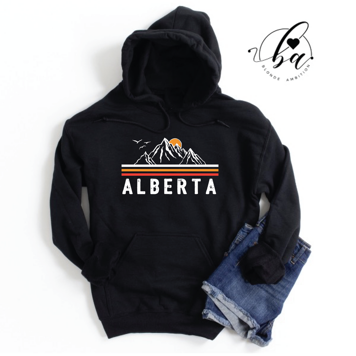 Cozy Vintage Hoodie - Alberta - Black